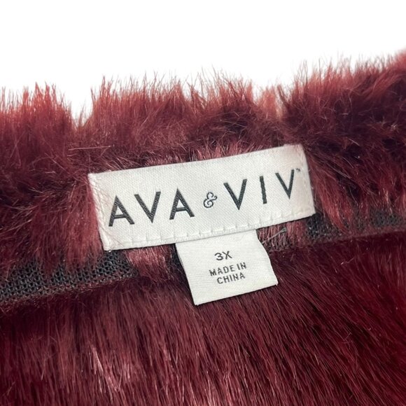 AVA & VIV Paneled design Faux Fur Jacket | 3X - Picture 5 of 6
